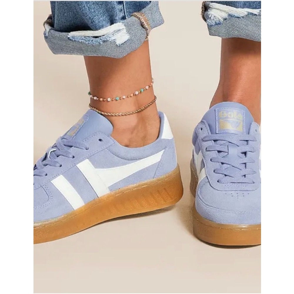 Gola Classics Women's Grandslam Suede Sneakers Blue White Sporty Minimalist 9.5